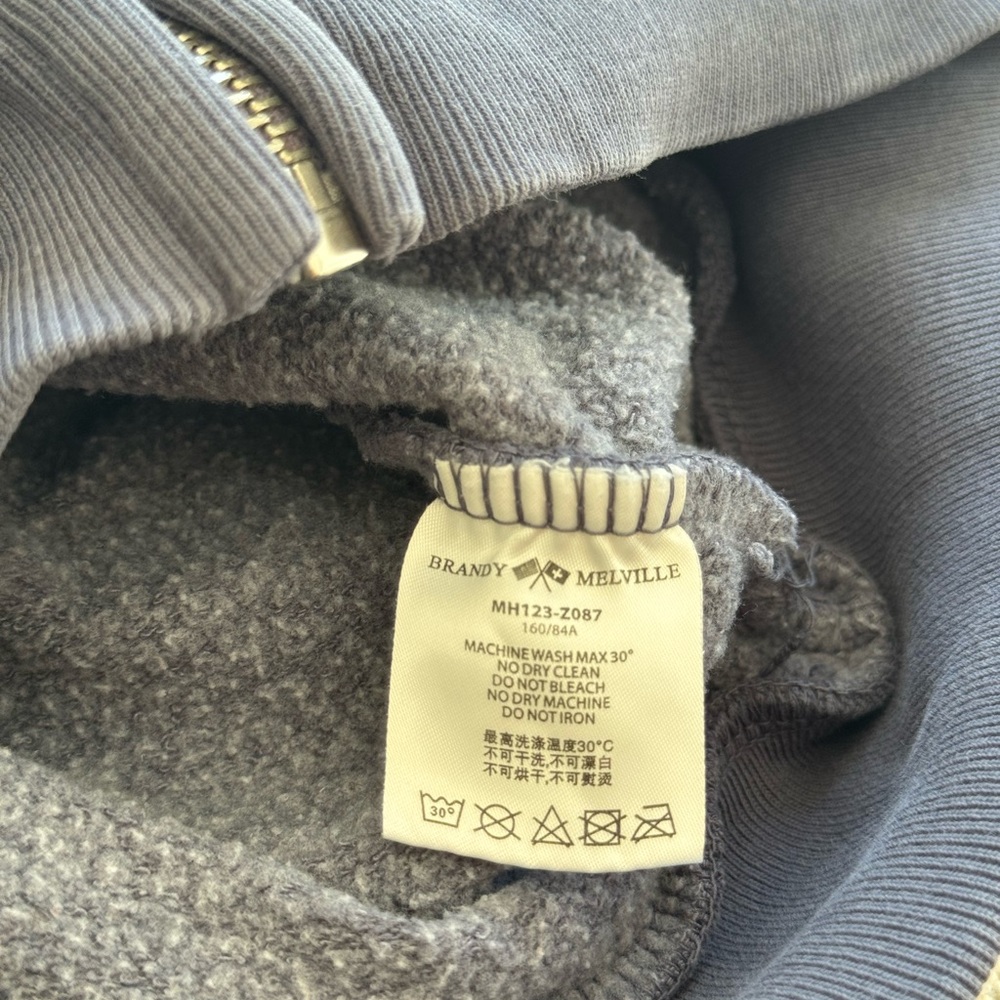 Brandy Melville Cropped Zip-Up Hoodie BUNDLE – Grey & Charcoal | Fleece Lined - Picture 8 of 8